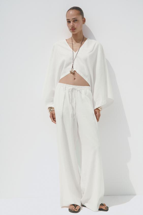ZARA ASYMMETRIC CAPE KIMONO Oyster-white XS-S - GLAMI.eco