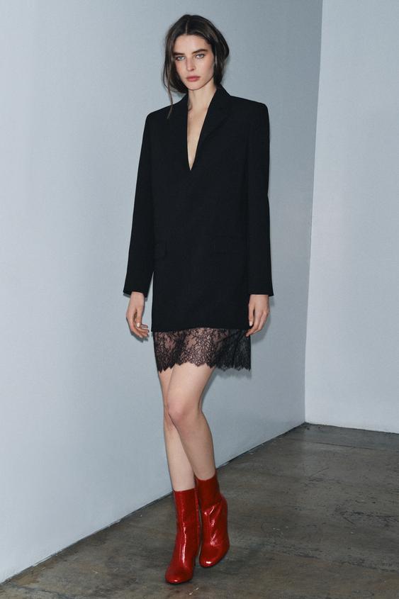 ZARA LACE BLAZER DRESS ZW COLLECTION LIMITED EDITION Black XS - GLAMI.eco