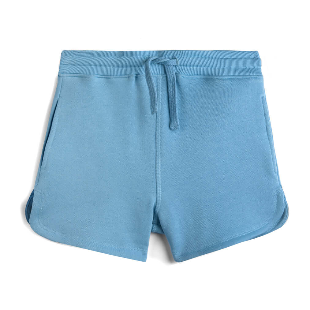Mightly Kids Shorts: Organic Cotton Drawstring Track Shorts - Chambray