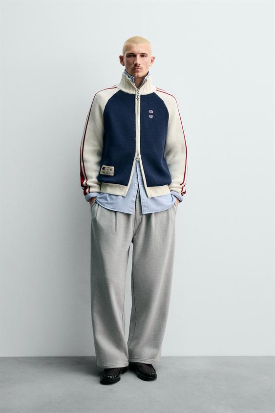 CHAMPION X ZARA COLOUR BLOCK STRIPE CARDIGAN Navy blue S - GLAMI.eco