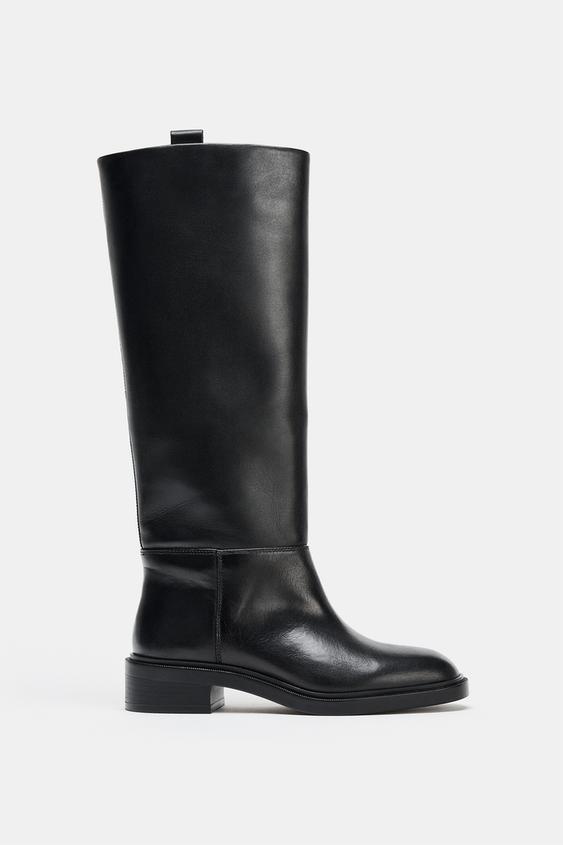 ZARA LEATHER RIDING BOOT Black 2