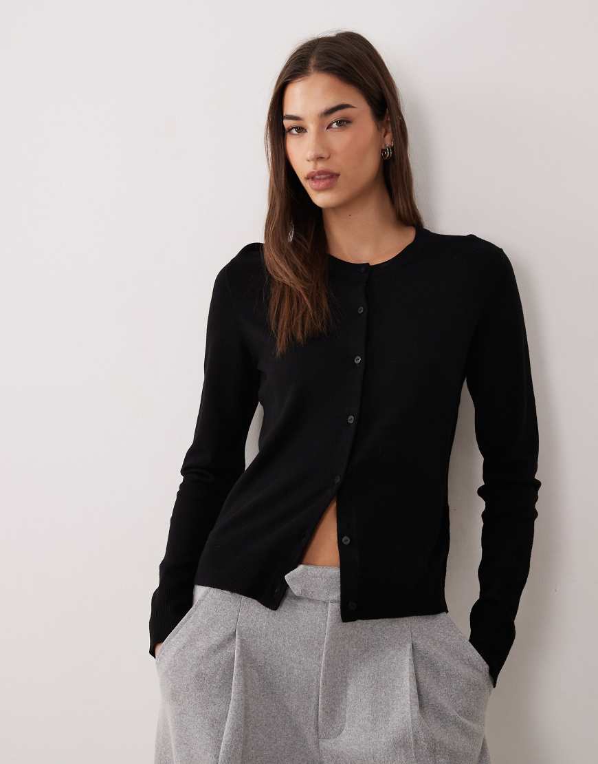 JJXX crew neck knit cardigan in black