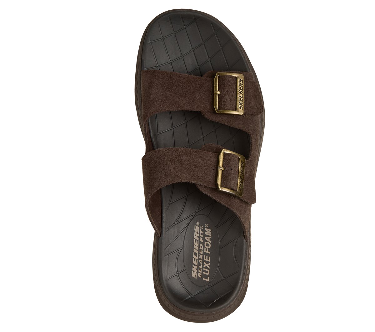 Skechers Relaxed Fit Luxe Foam Choc Brown Hook & Loop Sandals Mens US 12 EU 46 Amazon.com | Skechers Men main image 4