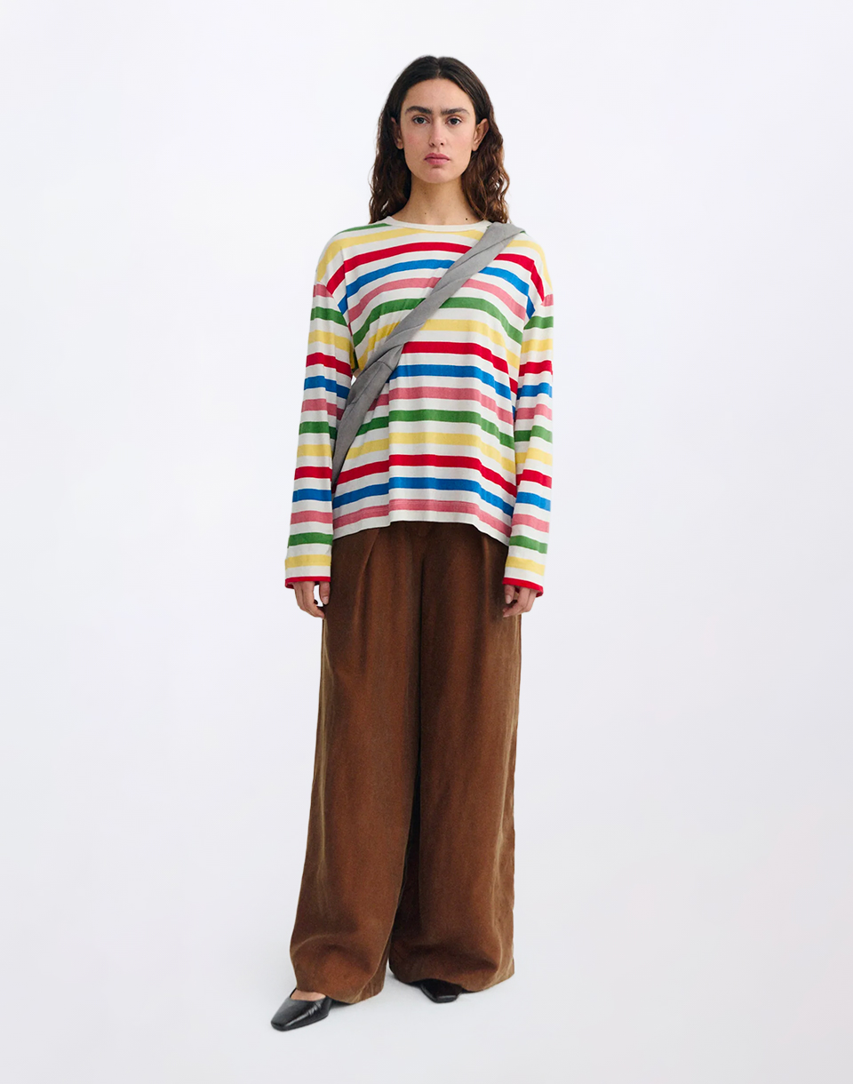 Thinking MU Emily Multicolor Striped Long Sleeve T-Shirt STRIPES