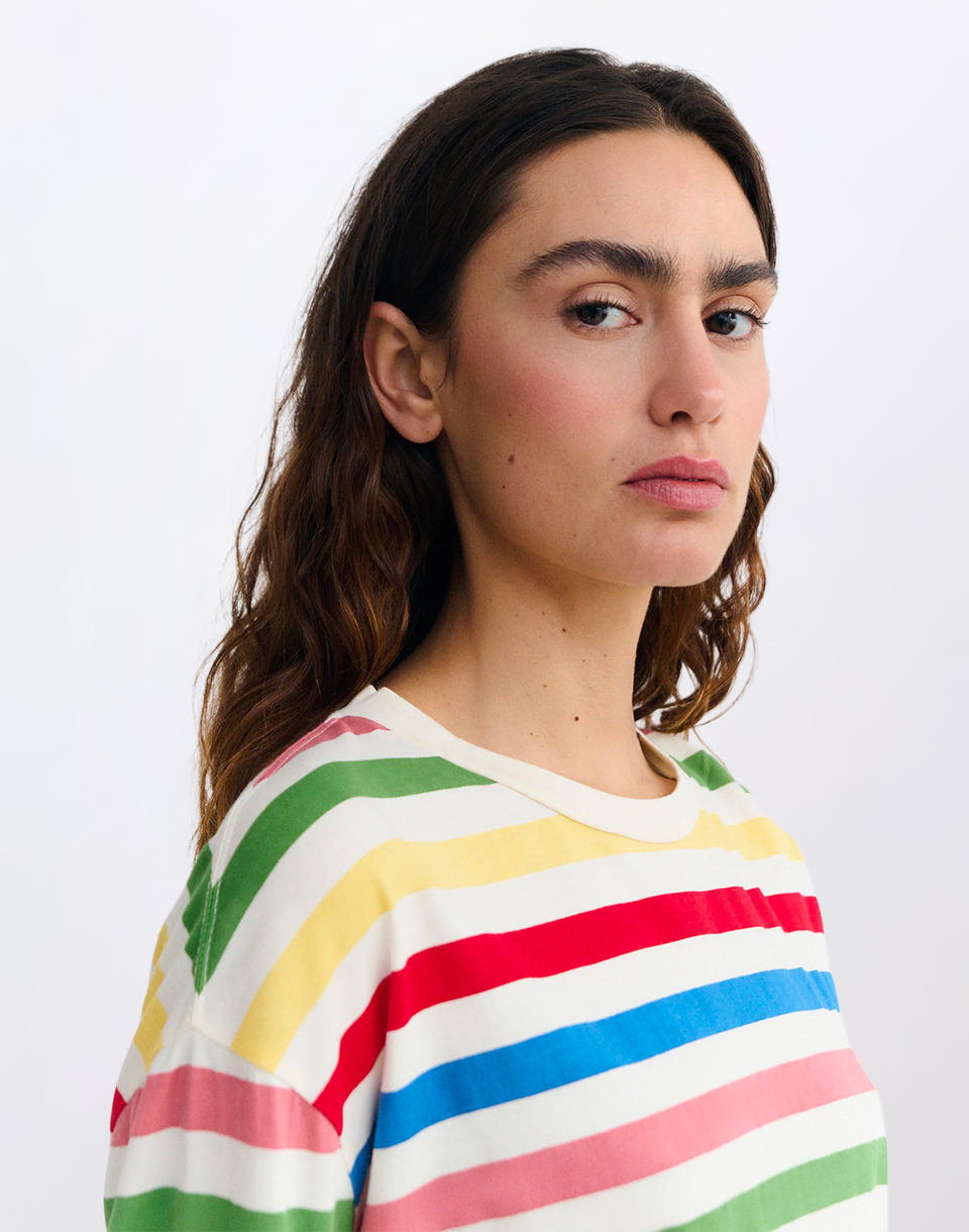 Thinking MU Emily Multicolor Striped Long Sleeve T-Shirt STRIPES