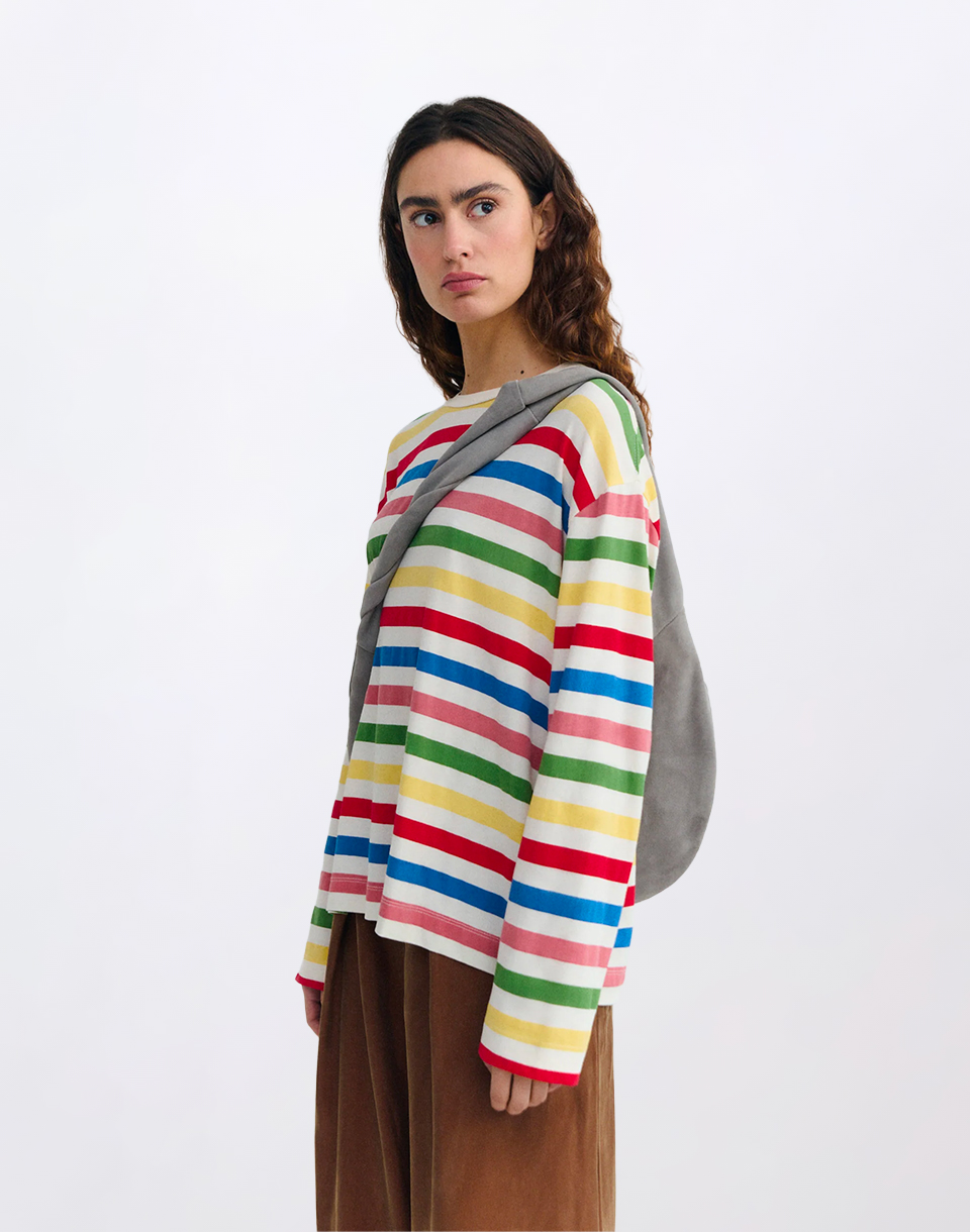 Thinking MU Emily Multicolor Striped Long Sleeve T-Shirt STRIPES