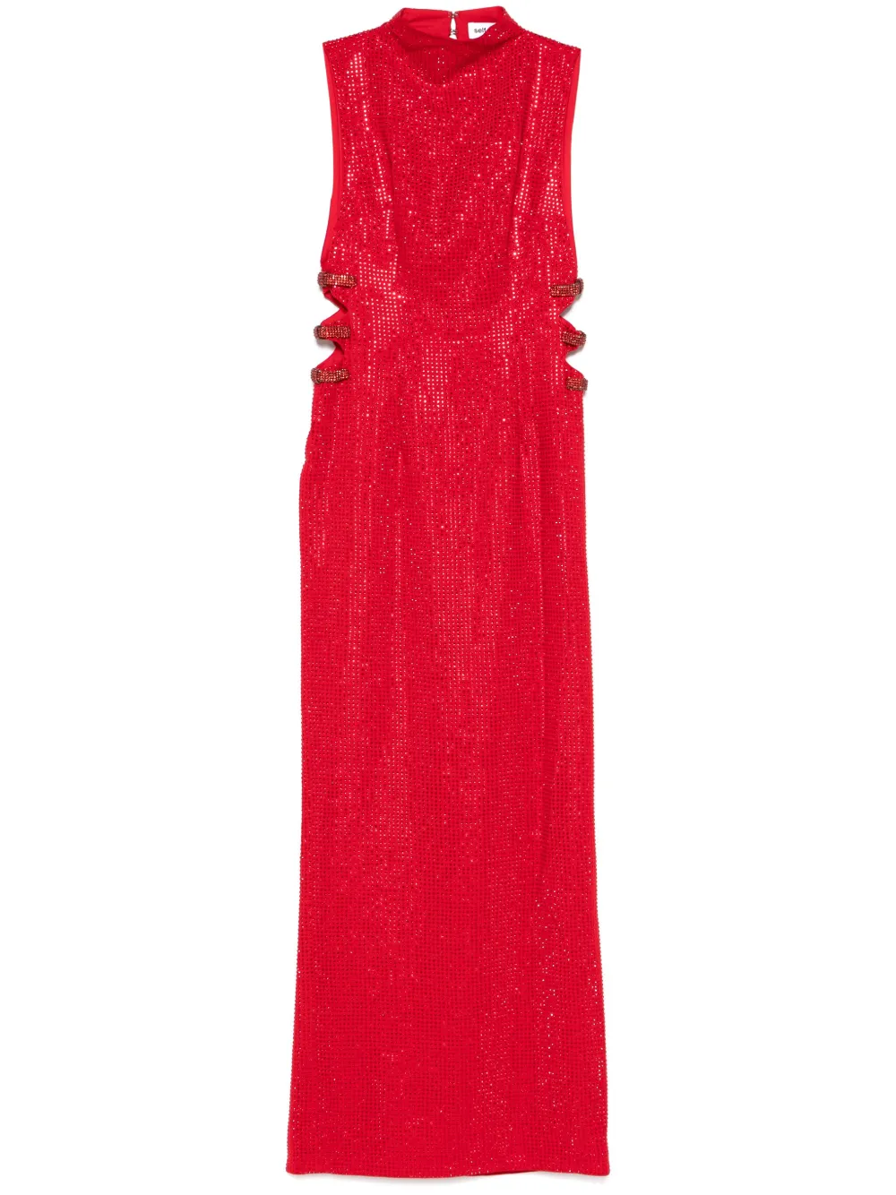 self portrait red crepe midi dress Self Portrait Red Crepe Bandeau Midi Dress