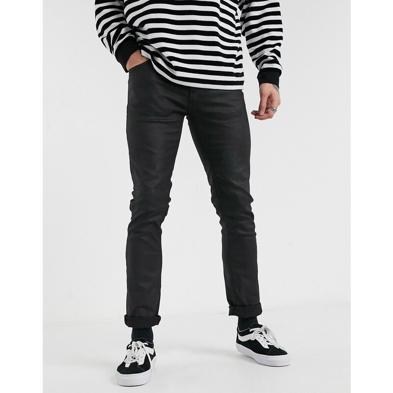 Straight fit coated jeans - Black