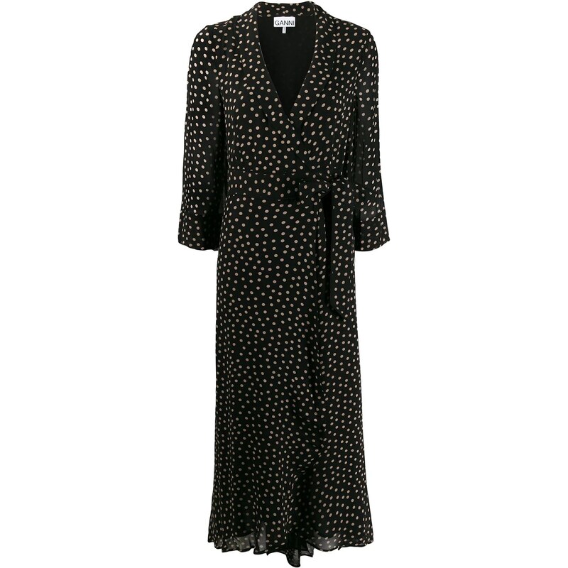 Ganni polka dot wrap dress best sale