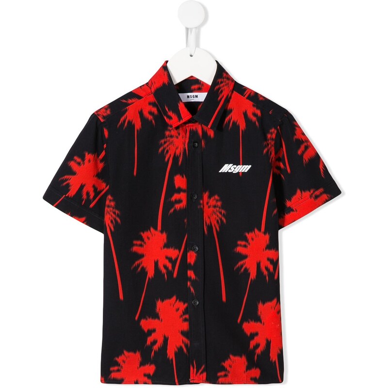 MSGM Kids palm tree print shirt - Black - GLAMI.eco