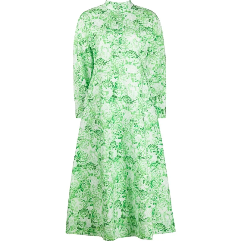 white christmas dresses Knee-Length Cotton Poplin Dress in Floral Bright White – SVRN main image 0