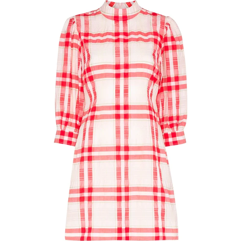 GANNI check mini dress - Red - GLAMI.eco