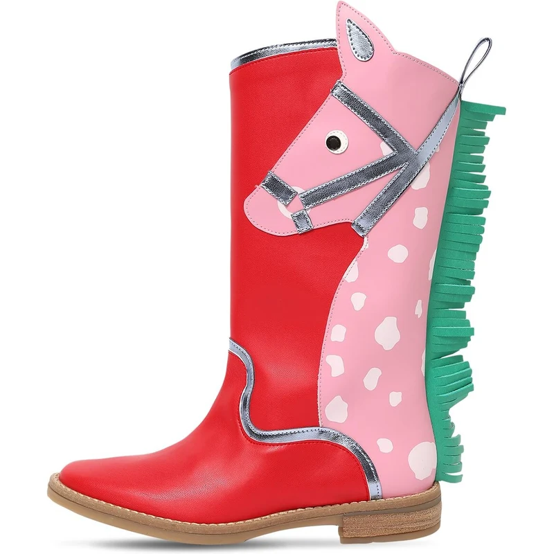 STELLA MCCARTNEY KIDS Horse Shape Faux Leather Ankle Boots