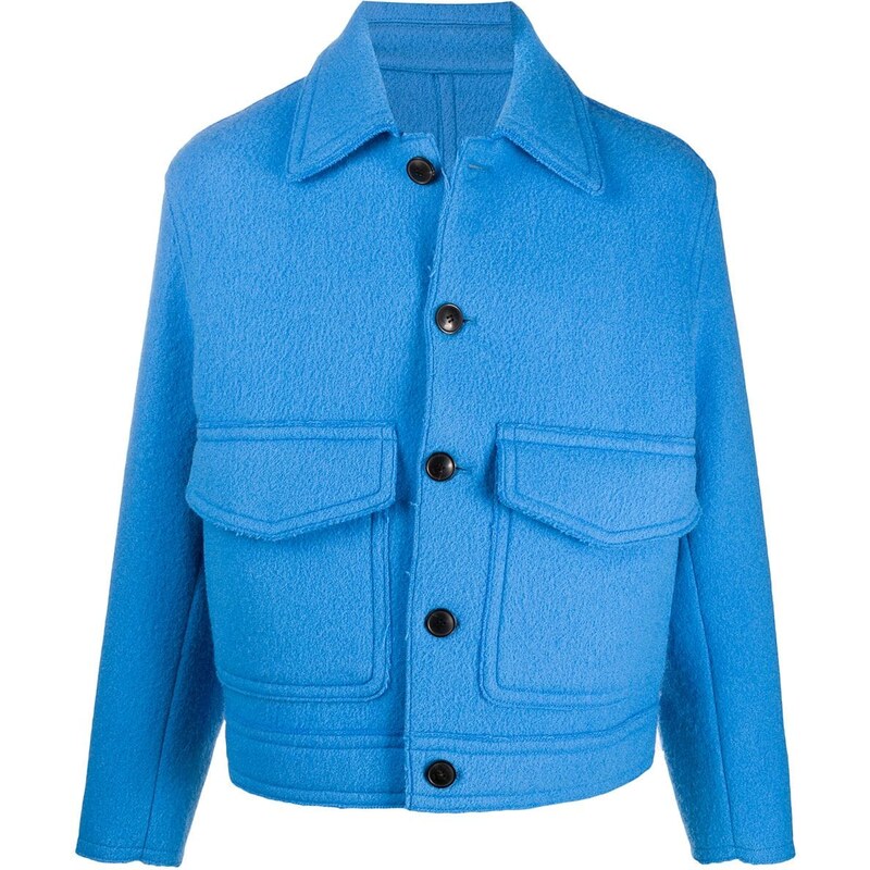 AMI Paris boxy fit patch pockets jacket - Blue - GLAMI.eco