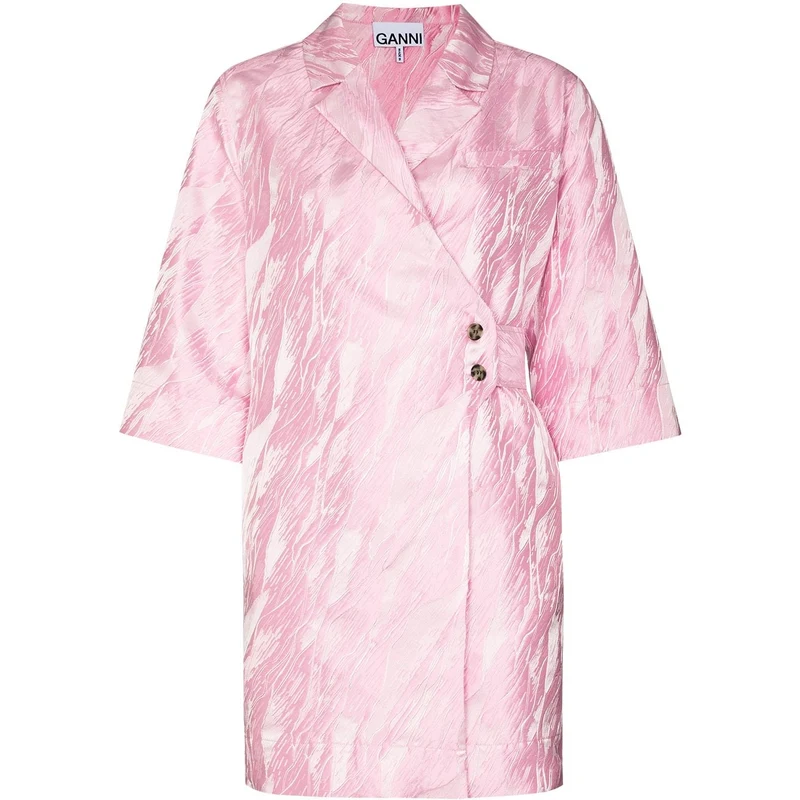 GANNI Tiger-print tiered organic cotton-poplin shirt dress