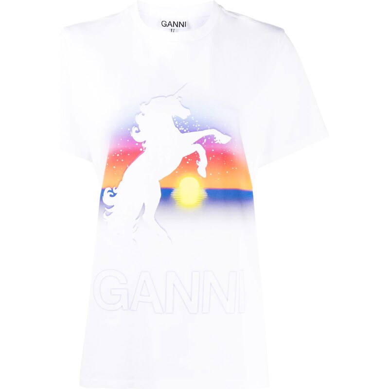 GANNI short-Sleeved Shirt Women's White embroidery T-Shirt