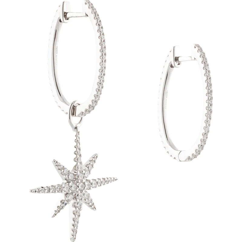 APM Monaco Meteorites small asymmetric star hoop earrings Silver