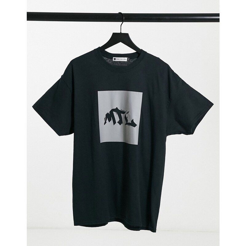 Mars The Label oversized tee with reflective logo in black - GLAMI.eco