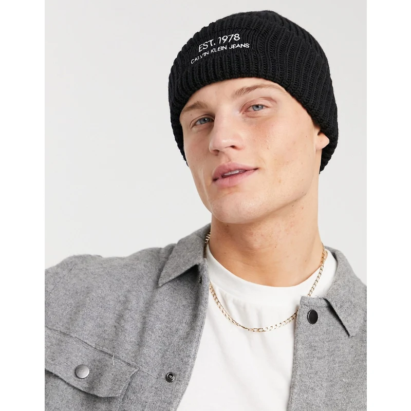 Calvin Klein Jeans Established 1978 beanie hat-Black - GLAMI.eco