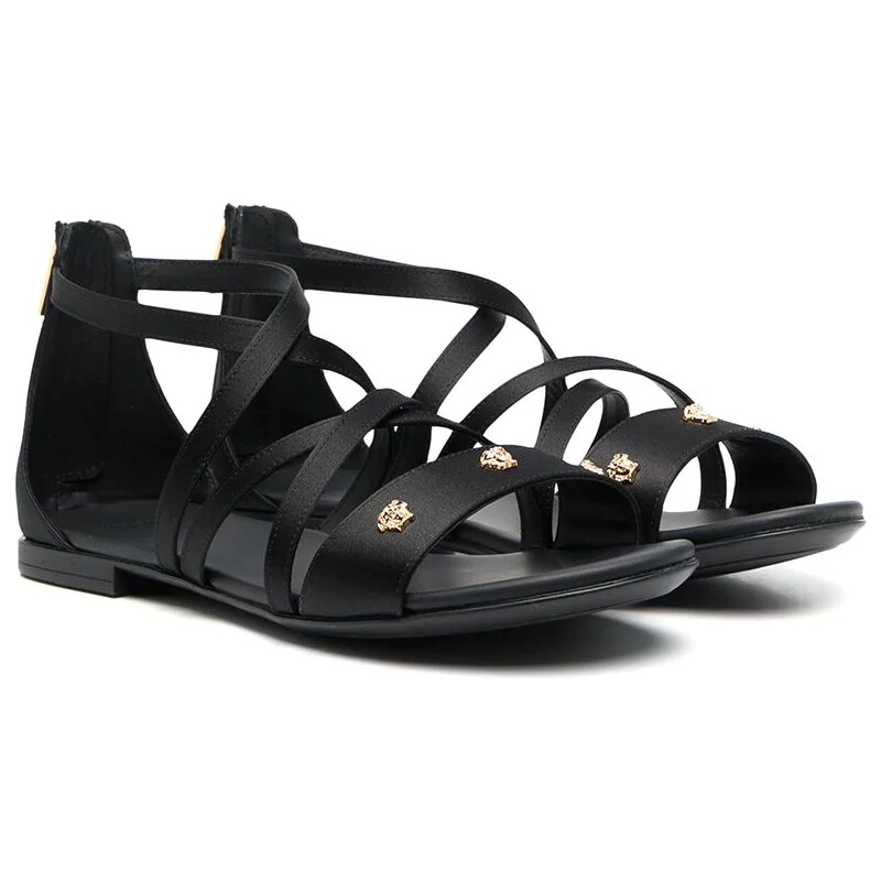 Versace Kids TEEN Medusa stud sandals Black GLAMI.eco