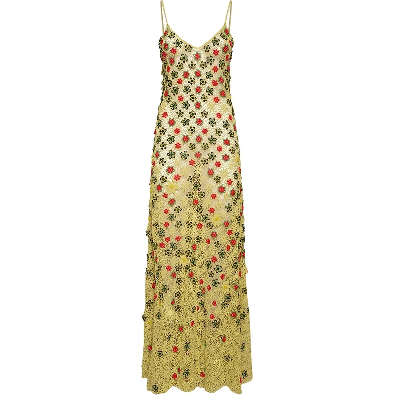 BOTTEGA VENETA Flower Beaded Crochet Long Dress - GLAMI.eco