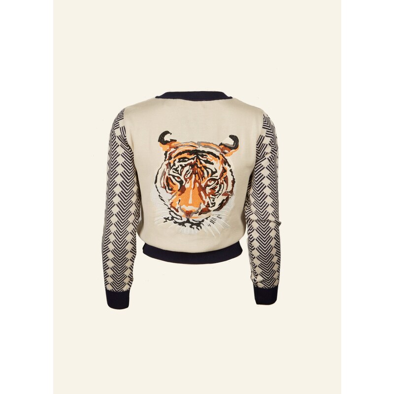 palava-wholesale Vera - Large Embroidered Cream/Navy Tiger 