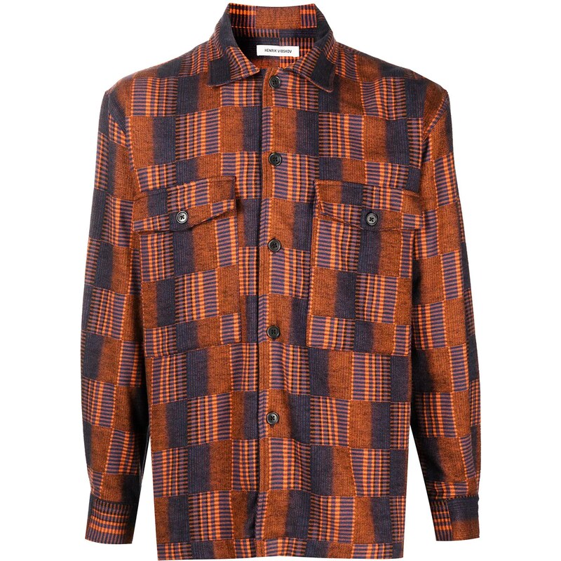 HENRIK VIBSKOV Match Box check print shirt - Orange - GLAMI.eco