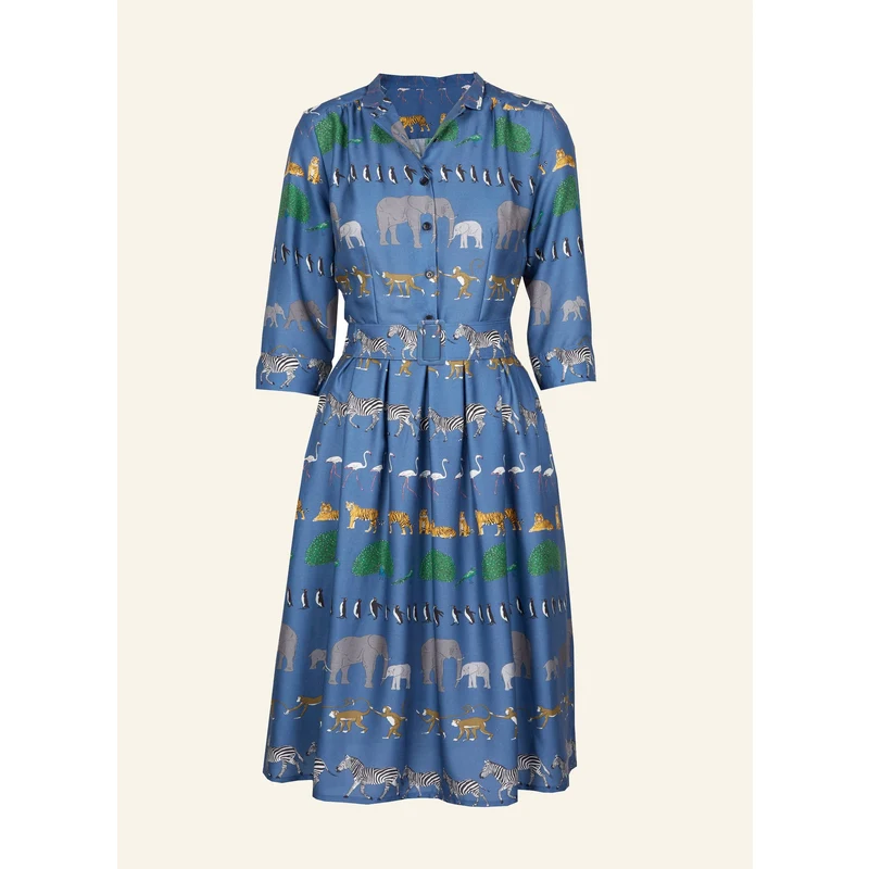 palava-wholesale Cynthia - Blue Walking Zoo Dress | Tencel - GLAMI.eco