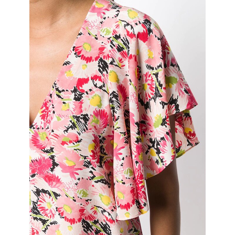 Stella McCartney floral-print flounce-sleeve blouse - Pink