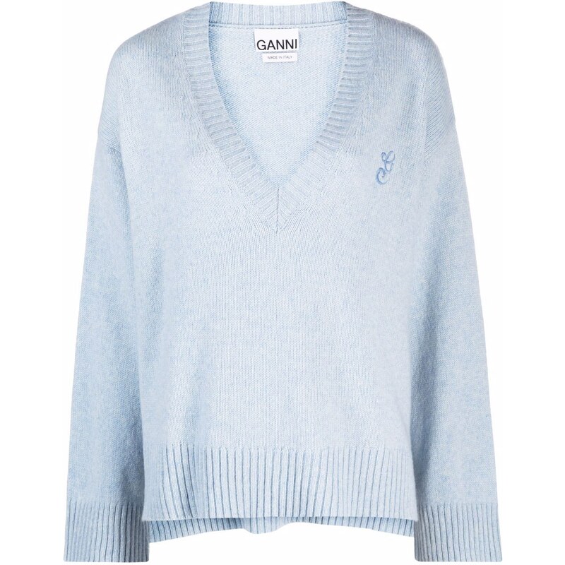 トップス Logo Embroidery V-neck Sweatshirt Custom Embroidered Sweatshirt, Custom Fleece V-neck
