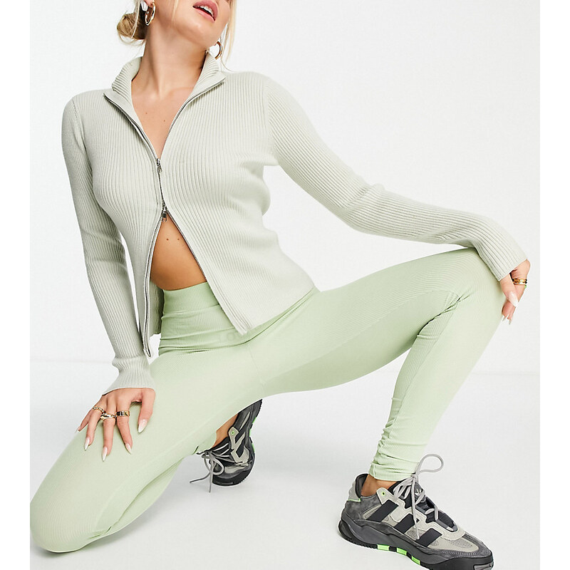 ASYOU ruched bum co-ord legging in sage-Green