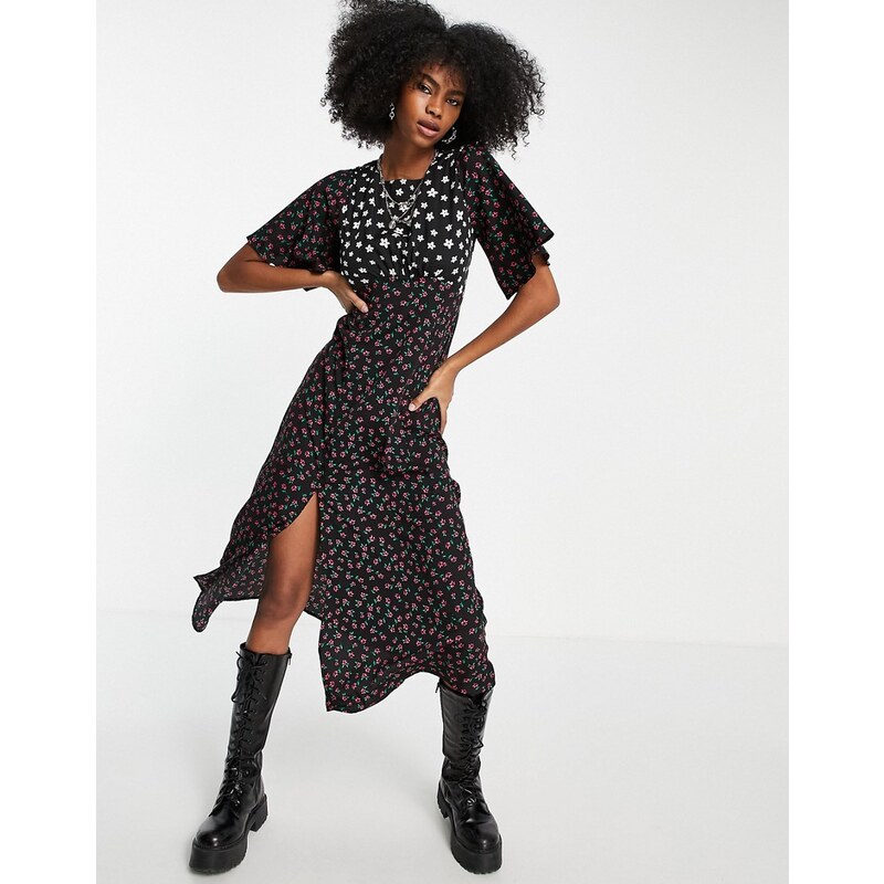 Floral polka dot mix hotsell midi dress