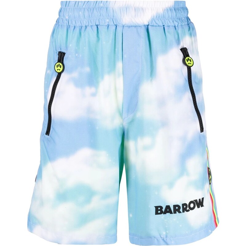 BARROW logo-print rainbow-tape shorts - Blue