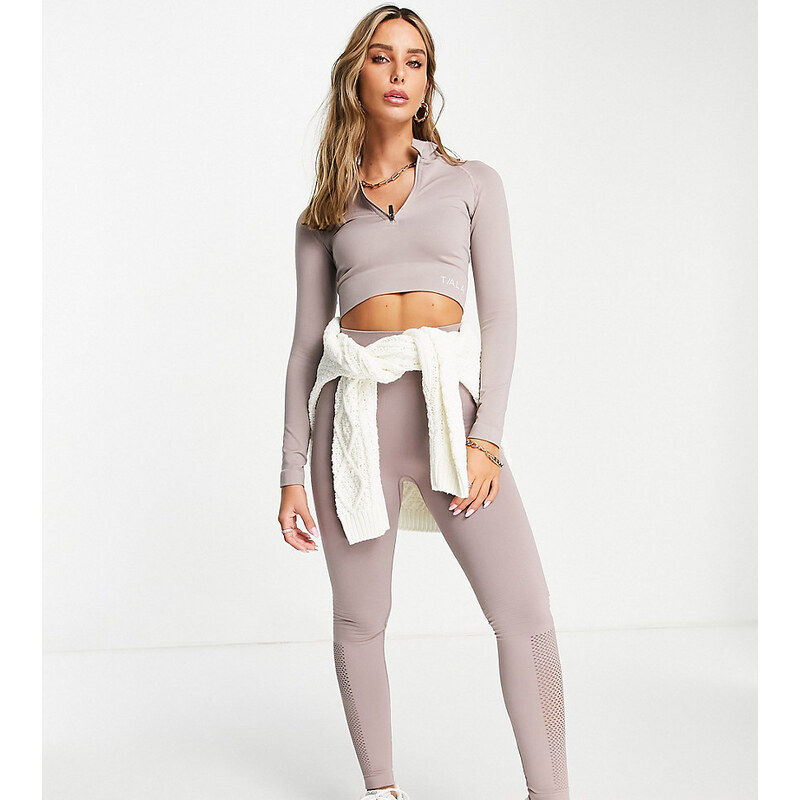 TALA Zinnia high waisted mesh leggings in stone exclusive to ASOS-Neutral