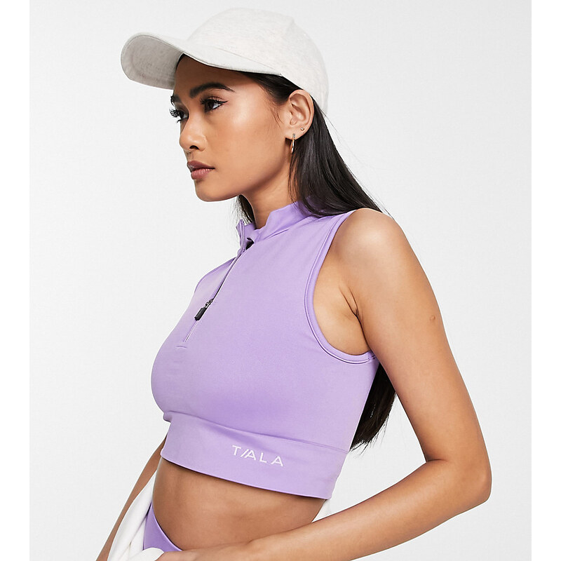 TALA Zahara medium support zip up sports bra in purple exclusive