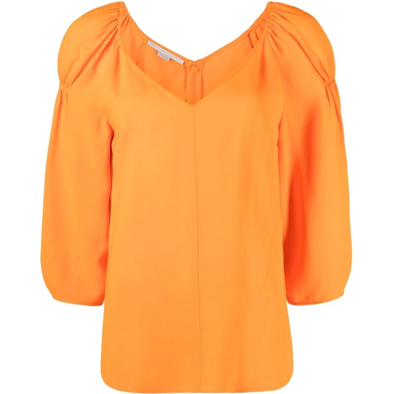 Stella McCartney cropped puff-sleeve blouse - Orange