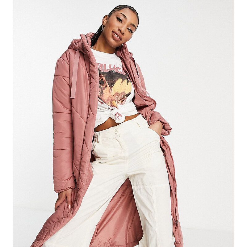 Pink longline puffer jacket online