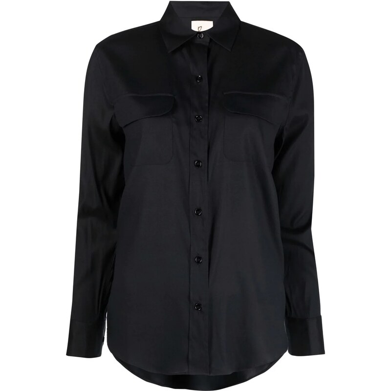 PAULA long-sleeve silk shirt - Black