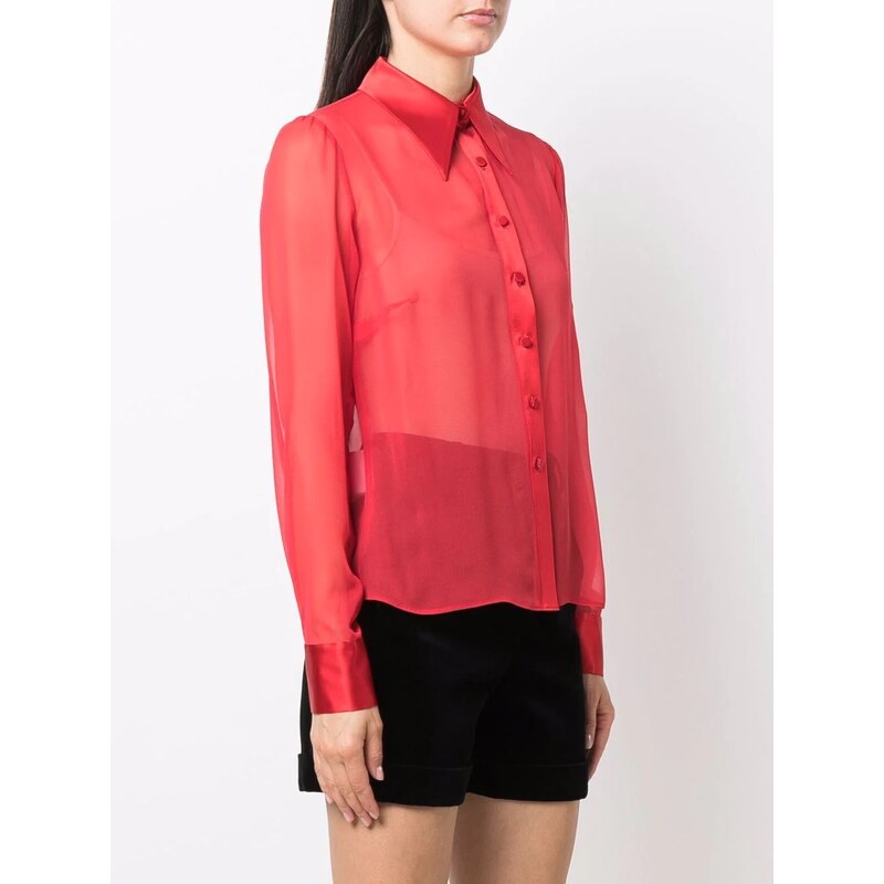 STYLAND semi-sheer buttoned shirt - Red