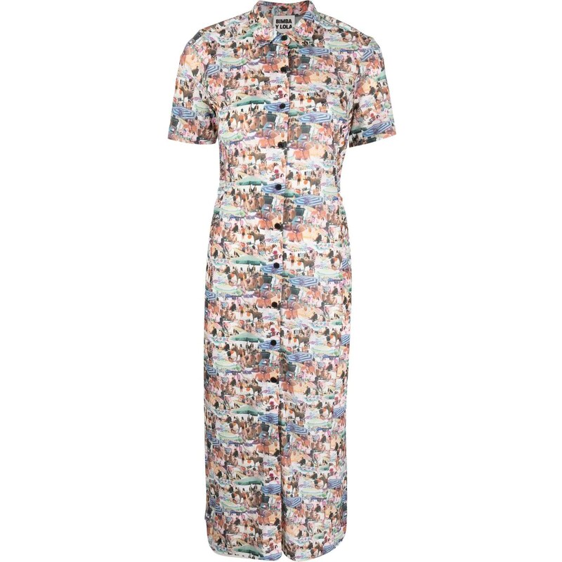 Bimba Y Lola Floral-print Draped Midi Dress in White