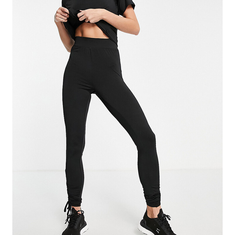 Threadbare Fitness Tall Threadbare Tall Fitness ruched tie side gym leggings  co-ord in black 