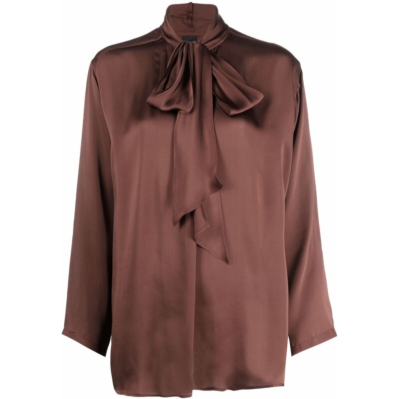 ASPESI silk pussybow blouse - Brown 