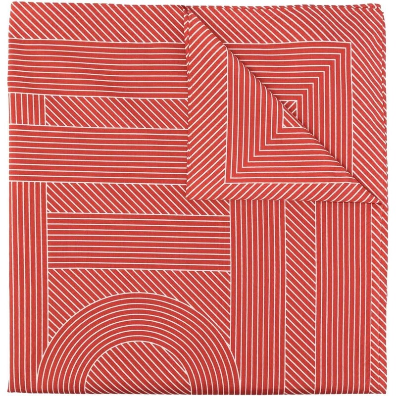 TOTEME striped monogram-print scarf - Red