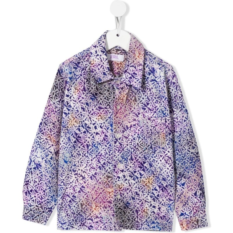 ERL KIDS floral-print corduroy shirt - Purple
