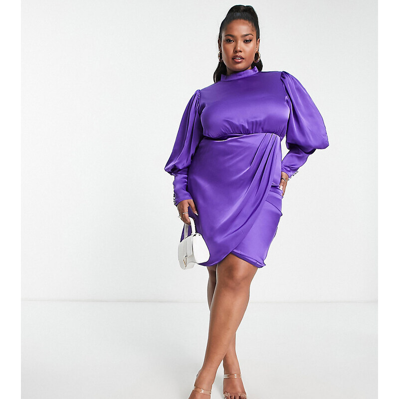 High neck satin mini dress best sale