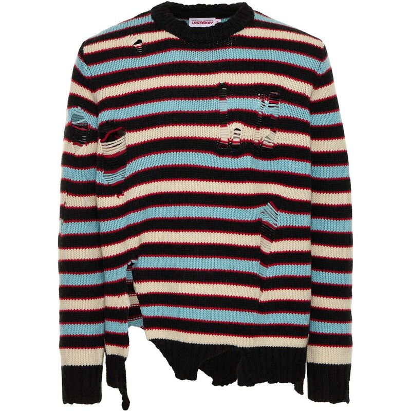 CHARLES JEFFREY LOVERBOY Striped Wool & Nylon Knit Sweater