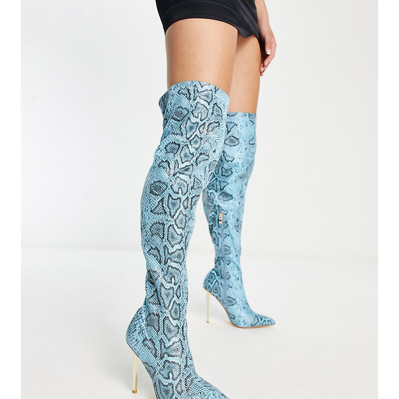 Simmi London Sage diamante mesh detail knee boots in black | ASOS