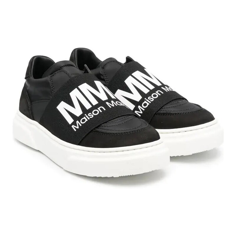 MM6 Maison Margiela Kids logo-strap slip-on sneakers - Black