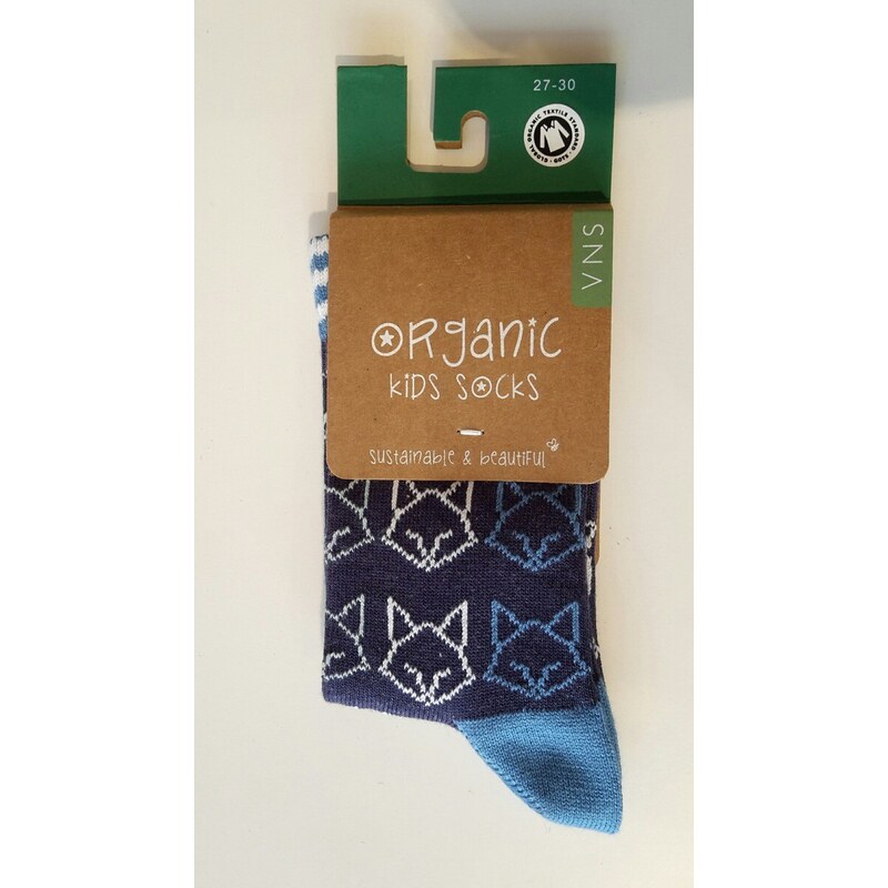 VNS Organic socks Dětské ponožky VNS Mix designs Fox blue