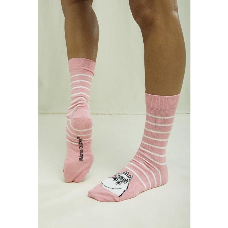 VNS Organic socks Moomin Stripe Socks 35-38 pink vegan ponožky